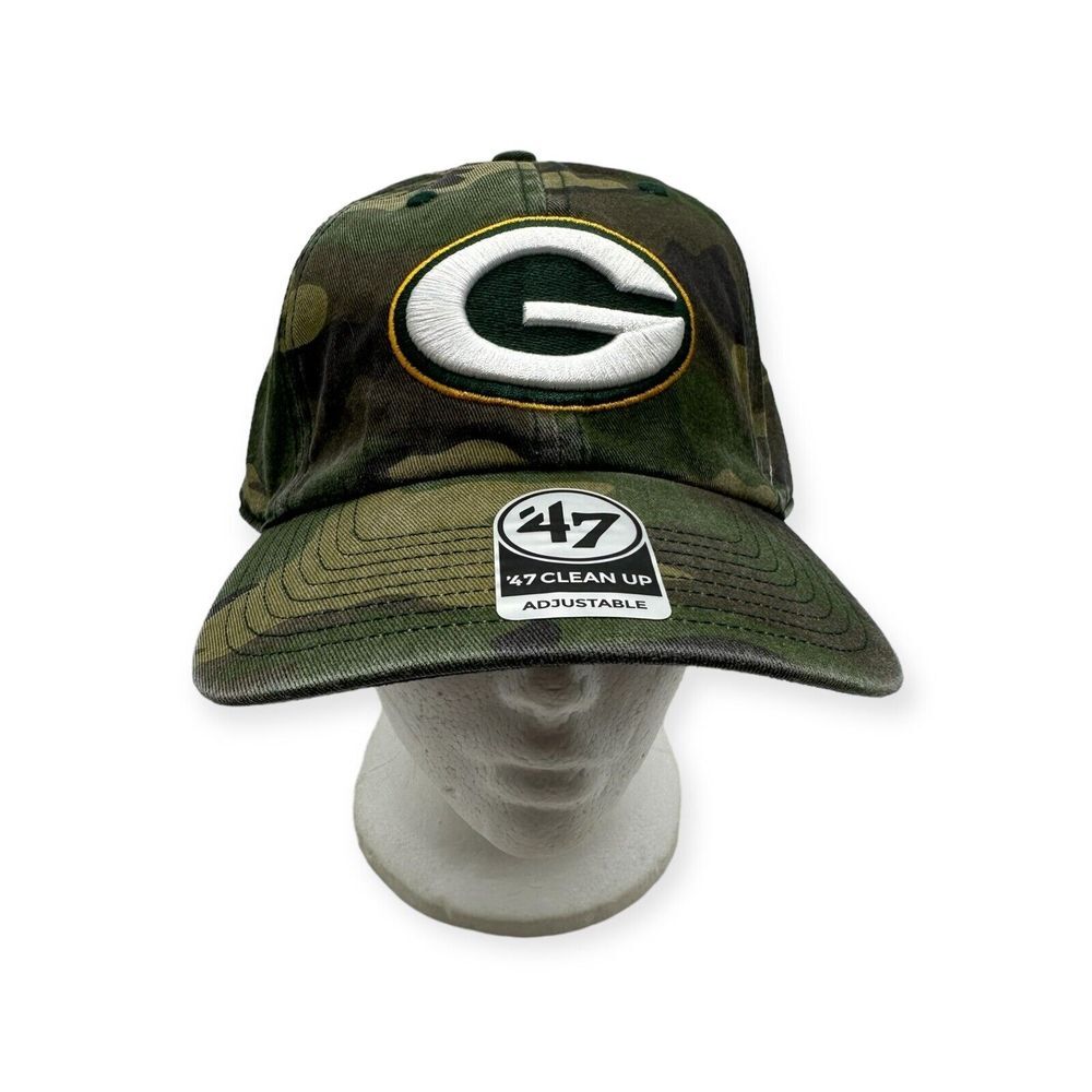'47 Brand Clean Up Green Bay Packers NFL Camo Adjustable Strapback Hat Dad Cap